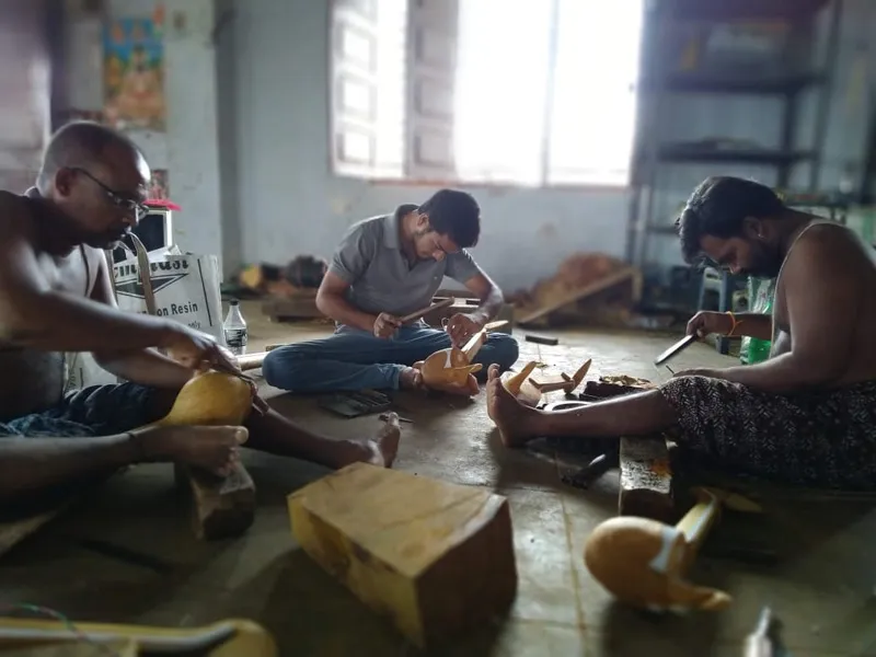 S Raj Sekhar working in his workshop with other family members. Pic: through S Raj Sekhar 30 stades