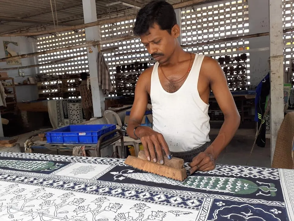 An artisan using blocks for printing. Pic: through Srinivasa Pitchuka