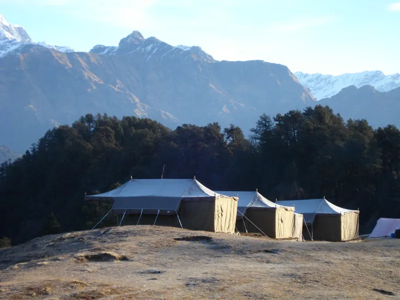 Village Ways camp at Jaikuni in the Himalayas