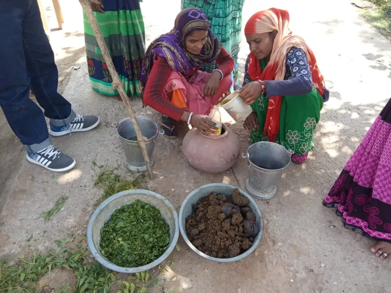 women farmers preparing inputs for organic farming. Pic: PEDO