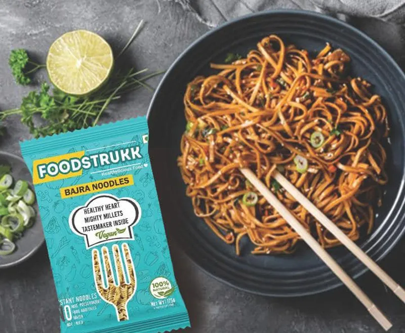 Foodstrukk's bajra noodles. About 80% of the startup's product range is millet-based. Pic: Foodstrukk 30stades