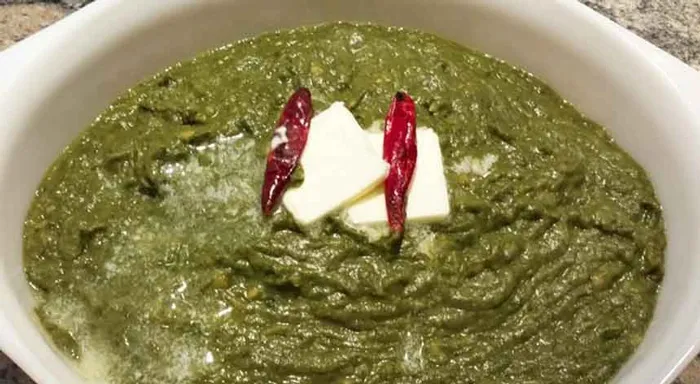 Kafuli saag made with spinach and methi leaves. Yam leaves can also be added. Pic: Flickr 30 stades
