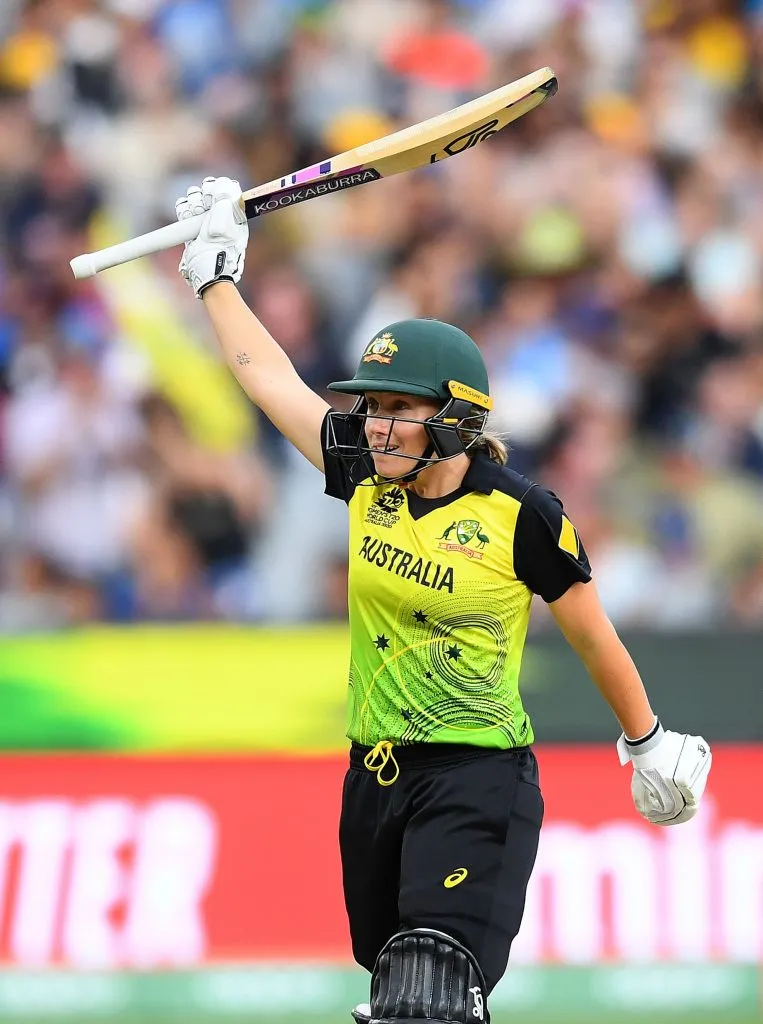 Alyssa Healy celebrates her half-century. © ICC