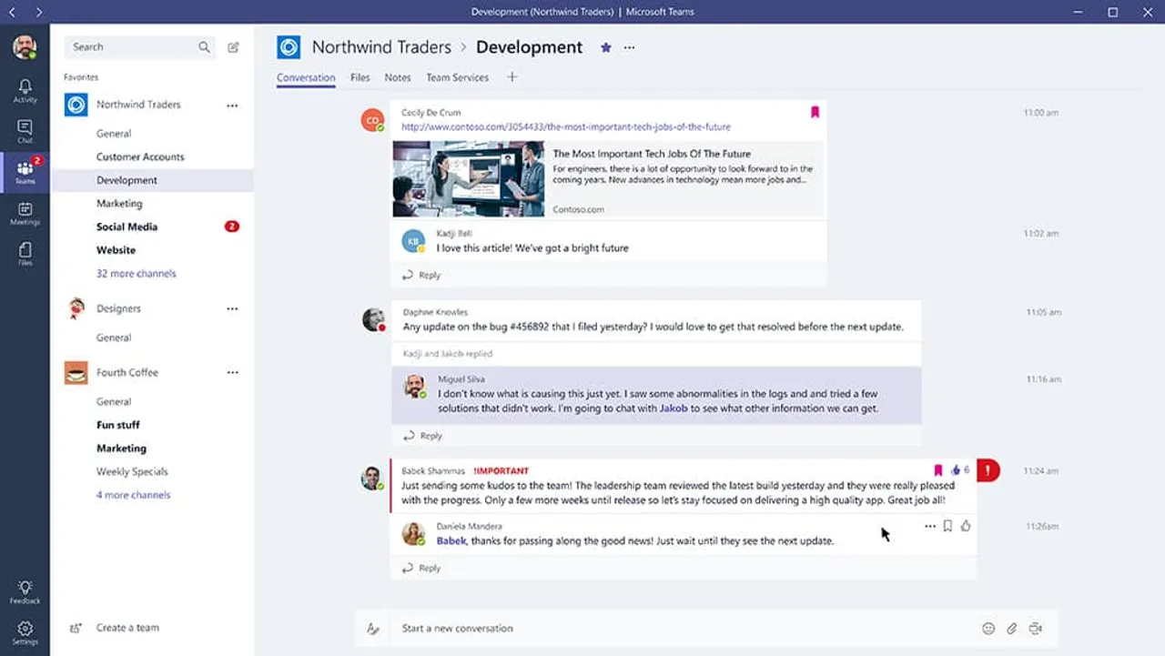 Microsoft Rolls out 'Microsoft Teams' New chat-based workspace in Office 365