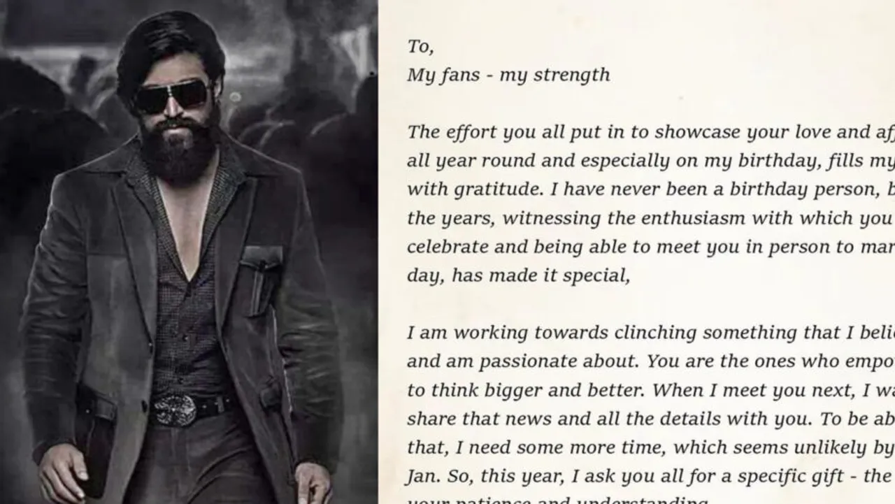 KGF star Yash shares note to fans ahead of birthday