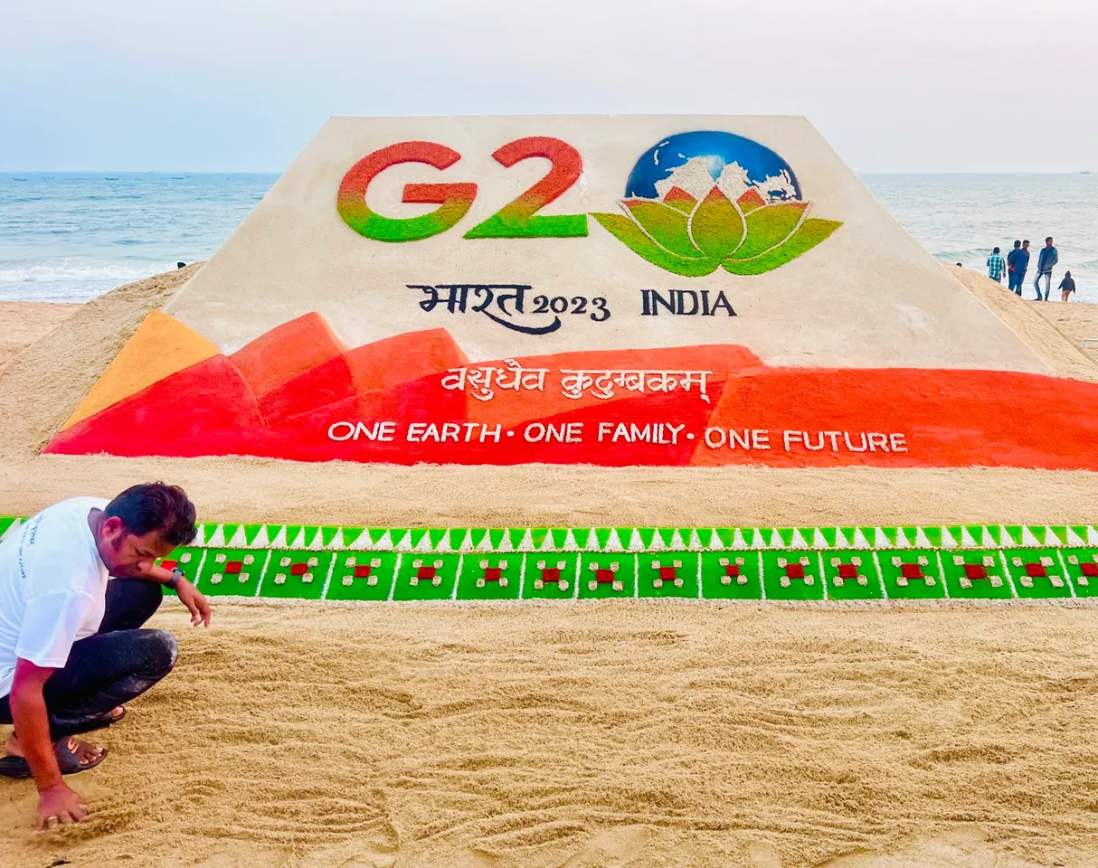 Sudarsan Pattnaik creates India's G20 presidency logo on sand