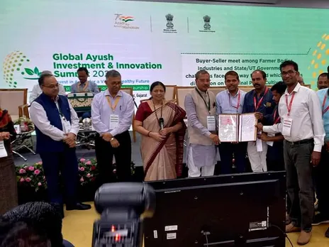 Reddy (extreme right) at the Global Ayush Investment and Innovation Summit in March 2022 in Gujarat. Pic: M M Reddy 30stades