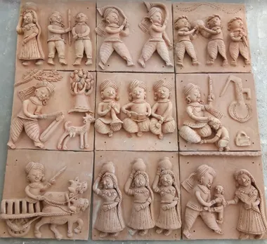 A set of nine Molela teracotta tiles. Pic: Flickr 30 stades