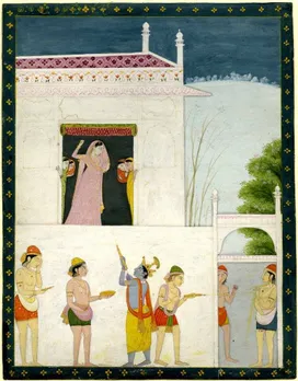 Krishna targeting Radha with his pichkari. This is a painting from the Pahari School of Art. Pic: Wikipedia 30stades