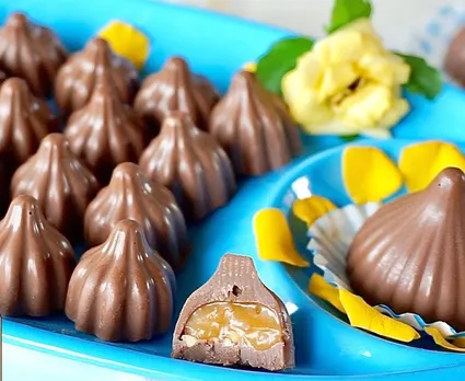 Caramel Modak: Made for chocolate lovers, this one has an outer covering of chocolate with gooey caramel filling. Pic: Flickr