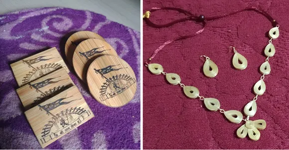 Bamboo coasters and jewellery by Minakshi Walke. Pic: Abhisaar Innovatives 30stades