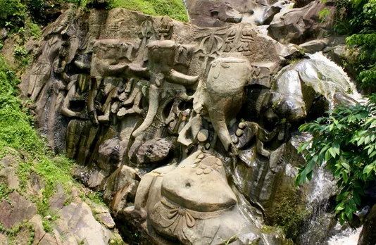 Carved statue of Lord Ganesha at Unakoti. Pic: Wikipedia 30stades