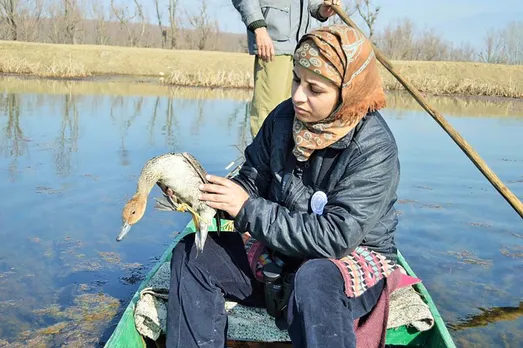 Rescuing a bird. Pic: courtesy Aaliya Mir 30stades