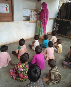 A Daksha taking a class under the SKB programme. Pic: Jan Chetna Sansthan 30stades