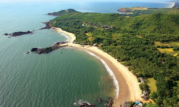 With two crescents, Om beach resembles the Sanskrit word Om. Pic: Karnataka Tourism gokarna 30stades