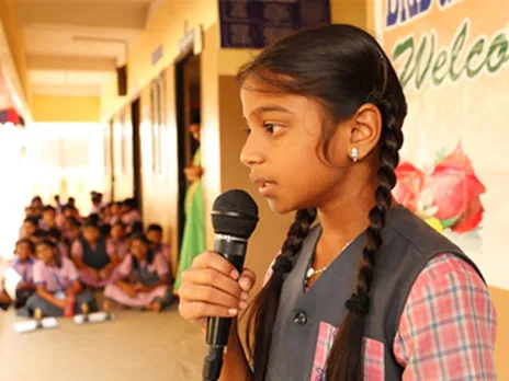 A student giving a solo performance at the school's annual day. Pic: Bridges Vidyalaya 30stades