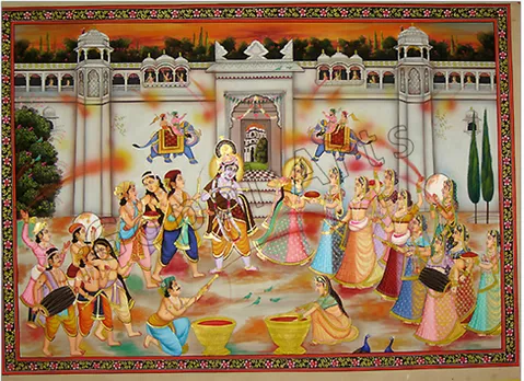 Another depiction of Holi through Pichwai painting by artist Dinesh Soni. Pic: Courtesy Dinesh Soni 30stades