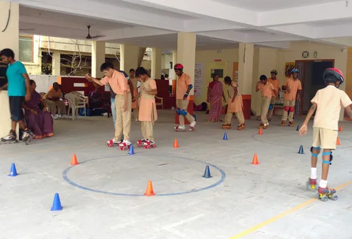 Skating training underway at a centre. Pic: V-Excel Educational Trust  30stades