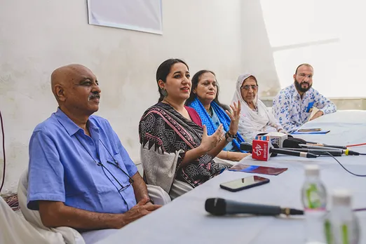 Rajendra Joshi (extreme left) at the inauguration of the Mehnat Manzil museum. Pic: Saath 30stades