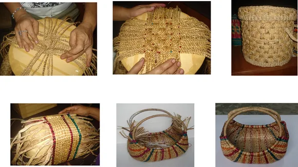 The process of weaving two different types of hyacinth fibre baskets. Pic: NEDFi Haat