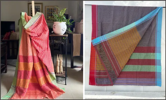 Patteda Anchu saree has fine checks and two pallus which can be reversed and worn. Pic: Punarjeevana 30stades