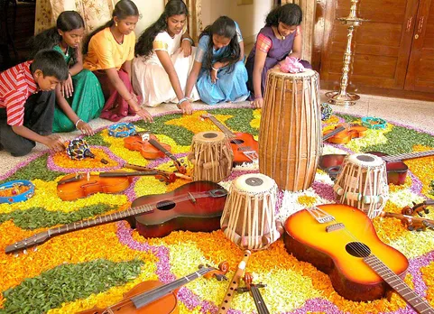 Every household, temple and office in Kerala is decorated with flowers and lights during Onam. Pic: Flickr