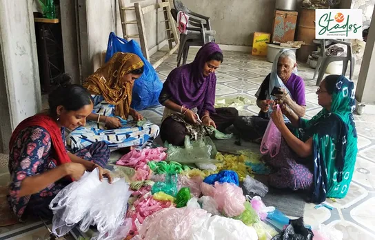 Plastic waste is collected, sorted, cleaned and then cut into thin strips. Pic: Courtesy Rajiben Vankar 30stades