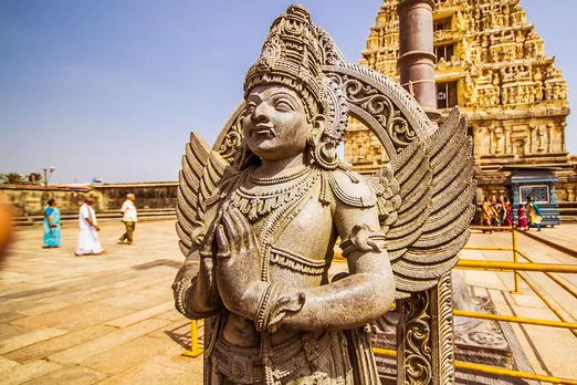 Garuda, the carrier of Lord Vishnu, at the entrance of Chennakeshava Temple. Pic: Flickr 30stades