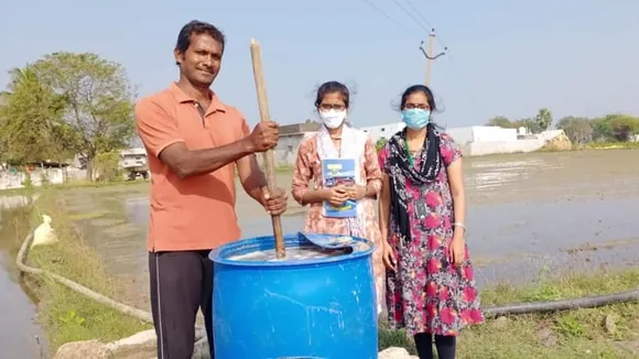 Reddy makes jeevamrit on the farm and sprays it every 15 days on crops. Pic: M M Reddy 30stades