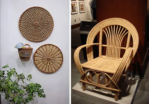 New-age willow wicker products: Wall art hangings (left) and chair (right). Pic: Flickr 30stades