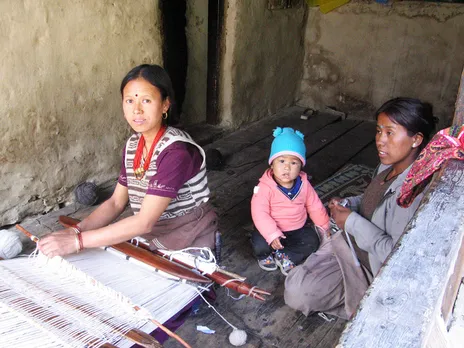 A Bhotia or Bhotiya woman weaving on the loom. Pic: courtesy Himalayan Weavers