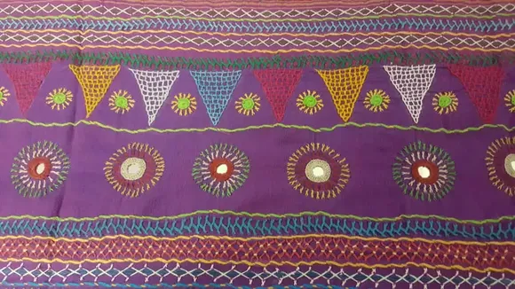 A saree pallu with Lambani or Lambada embroidery. Pic: Flickr