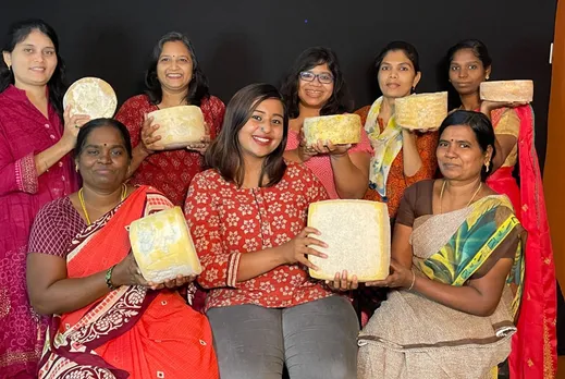 Kase Cheese Co-founders Anuradha & Namrata (standing, 2nd and 3rd from left respectively) with other team members. Pic: Kase Cheese
