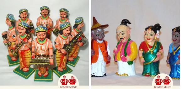 (Left) Wooden dolls from Varanasi depicting Gwalas with musical instruments and (Right) happy rotund Maama-Maami dolls. Pic: Ramsons Bombe Mane 30stades