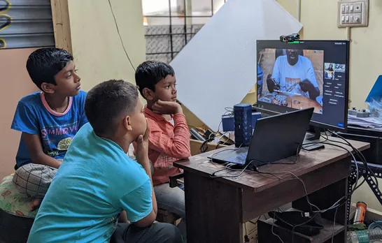 Learners of JP Nagar nook interacting with the global community of learners. Pic: Project DEFY 30STADES