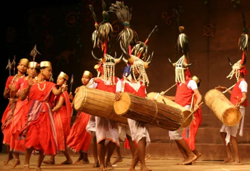 Bison Horn Maria men play 3-feet drums which they make themselves. Pic: Flickr 30stades