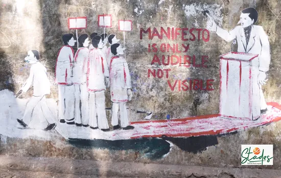 Graffiti by Suman Mitra: Manifesto is only audible not visible. Pic: Soumik Kundu 30 stades