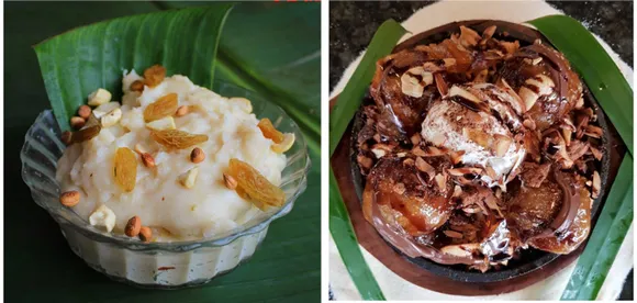 Ravo (left) and Malido -- two popular Parsi desserts sweet dishes. Pic: Farohar Caterers