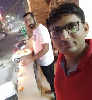 Bharat Soni celebrating Diwali 2020 with his friend at the hotel where he was put up by RML Hospital to avoid infecting others. Pic: Bharat Soni
