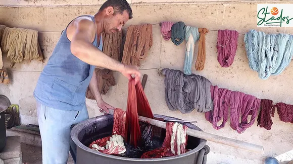 Shamji dyes the yarn with natural colours and has revived the use of lac dyeing and indigo dyeing.  Pic: Shamji Valji  30 stades