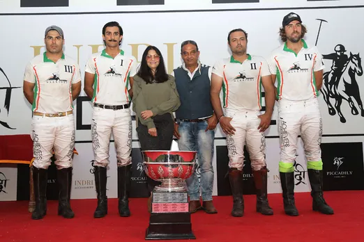 Vikram Rathore (in black jacket) with Parul Rai, the co-owner of team Achievers. Padmanabh Singh of the Jaipur Royal Family ((Second from Left). Pic: Rajkumar Singh 30stades