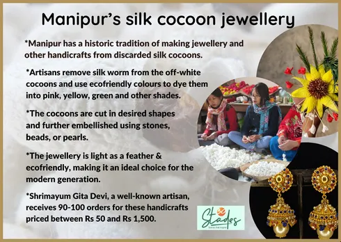 how is silk cocoon Manipuri jewellery made information infographic process 30 stades