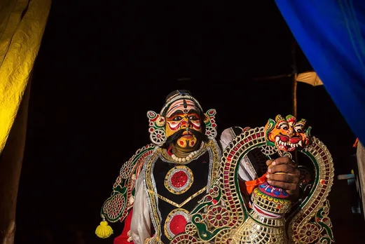 The costumes of Therukoothu artists are heavily embellished and bright coloured. Pic: Flickr