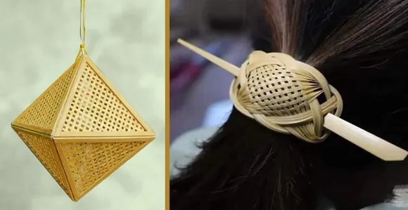 Bamboo lamp and hairclip designed by Minakshi Walke. Pic: Abhisaar Innovatives 30stades
