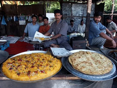 Halwa-paratha is not only a street food but is also distributed at Sufi shrines on Urs, The paratha is thinly rolled out and deep-fried. Pic: Flickr