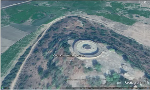 Google Earth view of Chausath Yogini Temple at Morena. Pic: 30Stades
