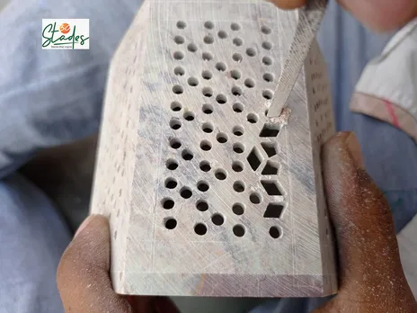 An artisan at Al Maun using needle file while making a product. Pic: Al Maun