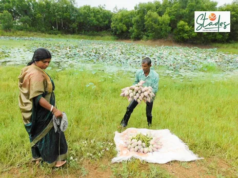 Flowers are meticulously picked while maintaining a lengthy stem. Pal and his wife with his flowers. Pic: Partho Burman 