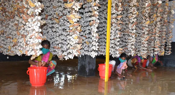 Grainage, where parental seed cocoons are reared, has to be kept clean. Its temperature and humidity are regularly monitored. Pic: through Pradan