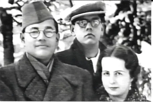 Netaji with his wife Emilie Schenkl and nephew Amiya Nath Bose